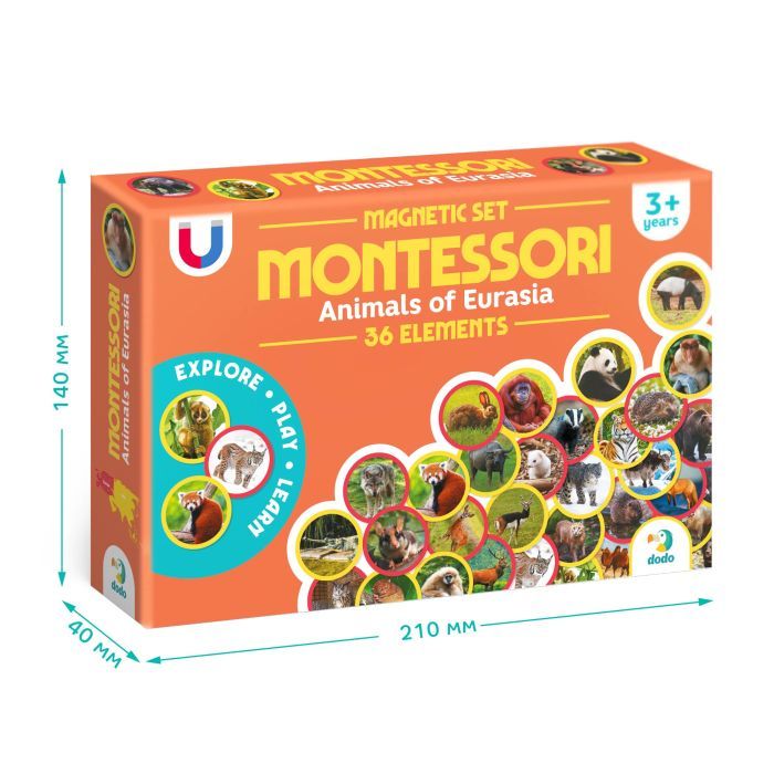 Навчальний набір DoDo Магнітний набір Монтесорі Тварини на континентах: Євразія (200285) зображення 5