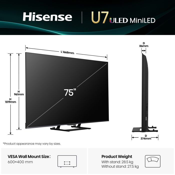Телевізор Hisense 75U7Q зображення 2