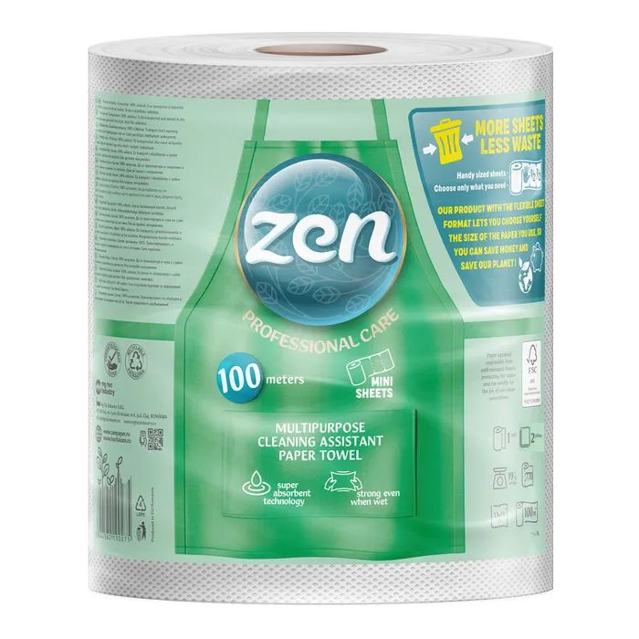 Бумажные полотенца Zen Professional Care 2 слоя 770 отрывов 100 м 1 рулон (5944582100312) > цены в Киеве и Украине Бумажные полотенца Zen Professional Care 2 слоя 770 отрывов 100 м 1 рулон (5944582100312)