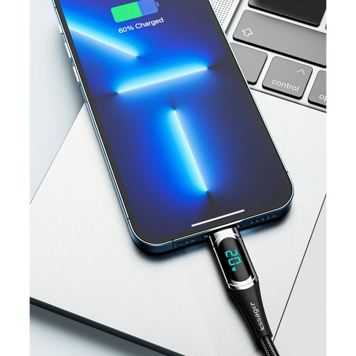 Дата кабель USB-C to Lightning 2.0m 20W Digital Display blue Essager (EXCTL-YDA03) изображение 11