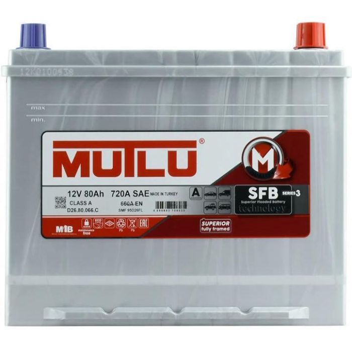 Акумулятор автомобільний MUTLU 6СТ-80 (0) Asia SFB D26.80.066.C
