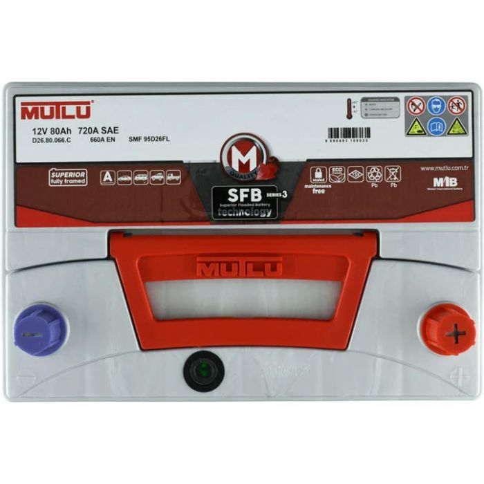 Акумулятор автомобільний MUTLU 6СТ-80 (0) Asia SFB D26.80.066.C зображення 2