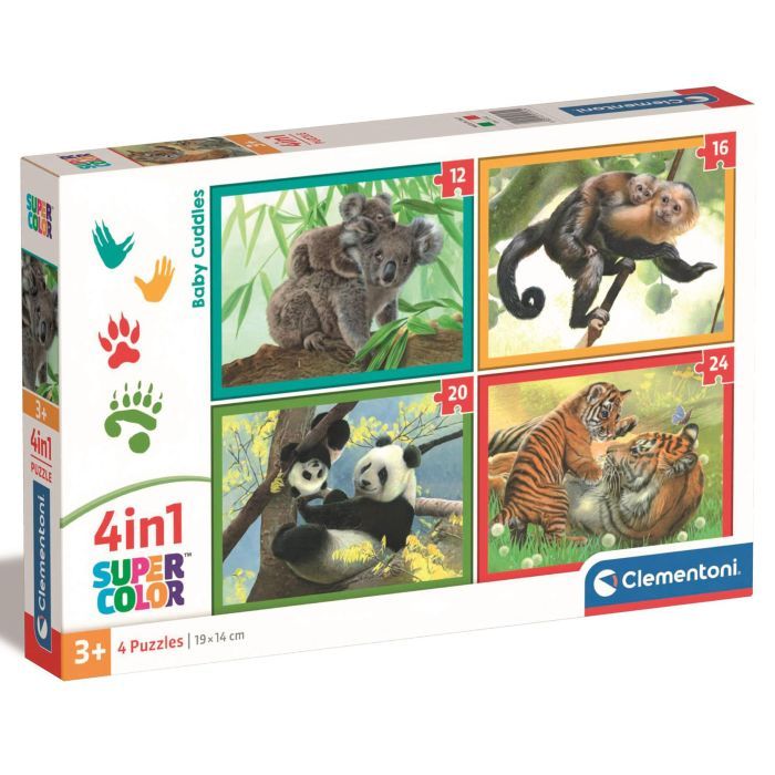 Пазл Clementoni 4 в 1 Baby Cuddles, 12,16,20 и 24 элемента (21532)