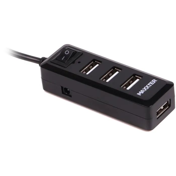 Концентратор Maxxter USB 2.0 to 4xUSB + charger 5V 1A (HU2A-4P-AC-03) зображення 2