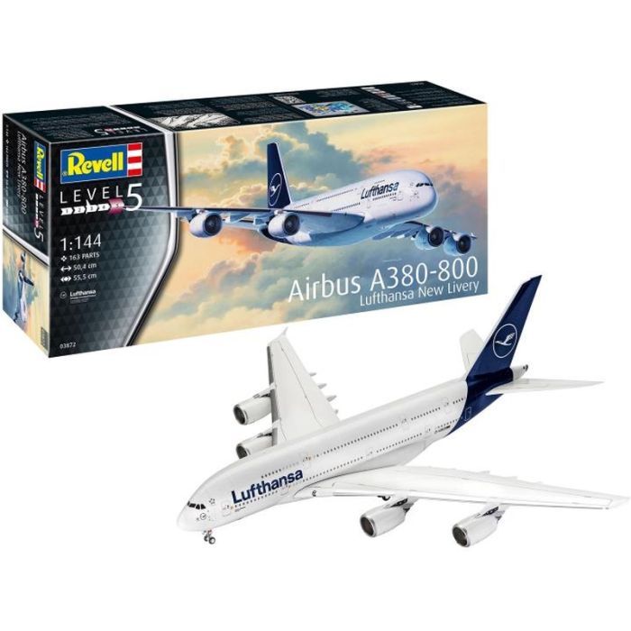 Сборная модель Revell Самолет Airbus A380-800 "Lufthansa" новая ливрея, уровень 5, 1:144 (RVL-03872)