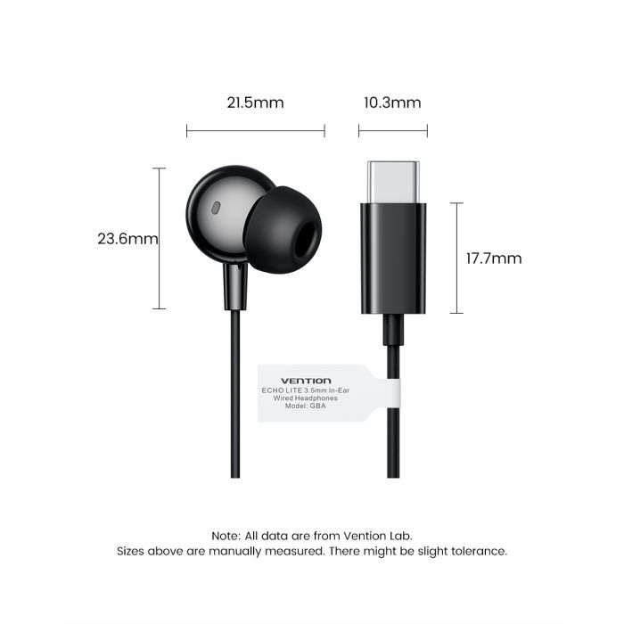 Навушники Vention Echo Lite USB-C In-Ear Wired Black (GBBBAV) зображення 12
