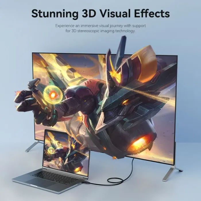 Кабель мультимедийный DisplayPort M to DisplayPort M 1.0m 4K black Vention (HAKBF) изображение 4