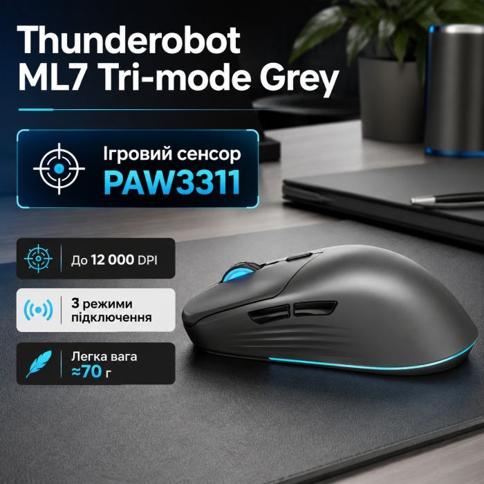 Мишка Thunderobot ML7 Tri-mode Grey (6932066316082) зображення 6