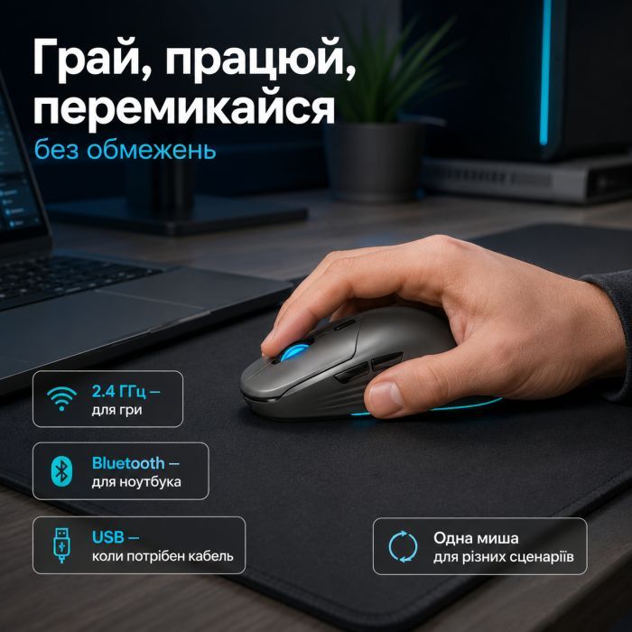 Мишка Thunderobot ML7 Tri-mode Grey (6932066316082) зображення 7