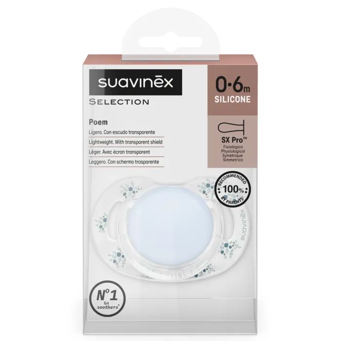 Пустышка Suavinex Poetry фізіологічна, 0-6 місяців, світло-блакитна з малюнком (308930) изображение 3