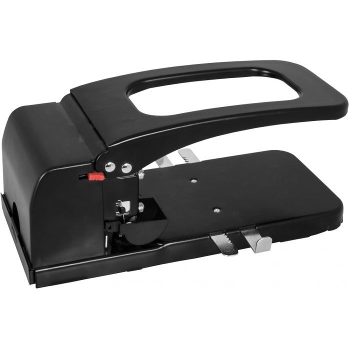 Діркопробивач Economix металевий корпус з лінійкою, до 100 аркушів чорний (E40126) зображення 2