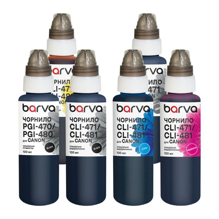 Чернила Barva Canon PGI-470PGBK pigm + CLI-471BK/C/M/Y/GY 6x100 мл special (CPGI470-100-2MP)