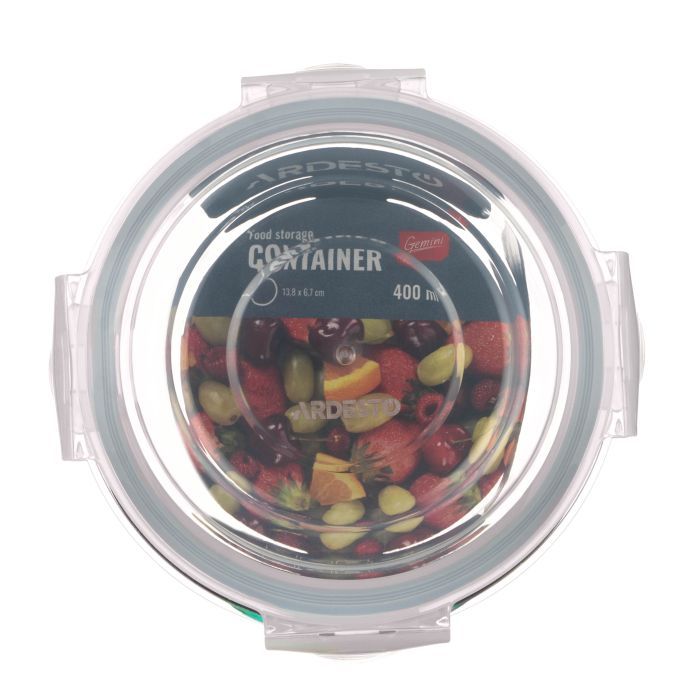Харчовий контейнер Ardesto Gemini круглий, 0.4л, боросилікатне скло, прозорий (AR1240BRD) зображення 2