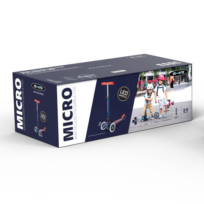 Самокат Micro Mini Deluxe Foldable LED" складний Синій" (MMD196) зображення 3