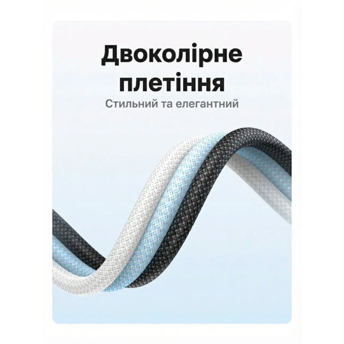 Дата кабель USB-C to USB-C 2.0m PD100W 5A braided L502 white Ugreen (35221) изображение 3