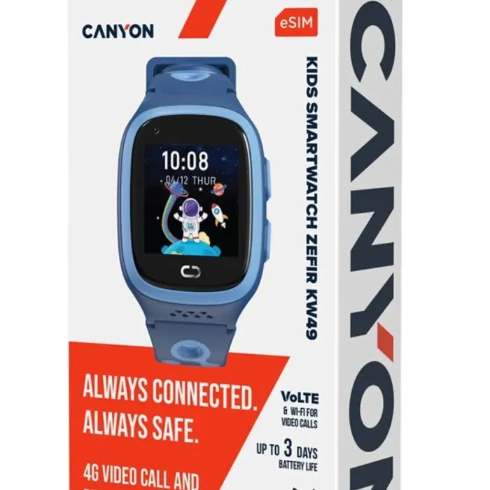 Смарт-годинник Canyon ZEFIR KW-49 E-SIM 4G GPS Blue Дитячий смарт-годинник (CNE-KW49BL) зображення 7