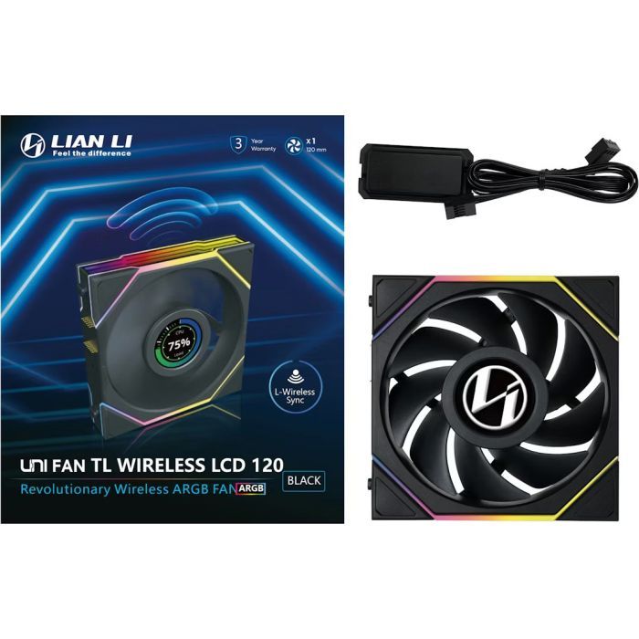 Кулер для корпуса Lian Li UNI Fan TL WIRELESS LCD 120-1, Black (G99.12TLLCD1W1B.00) изображение 8