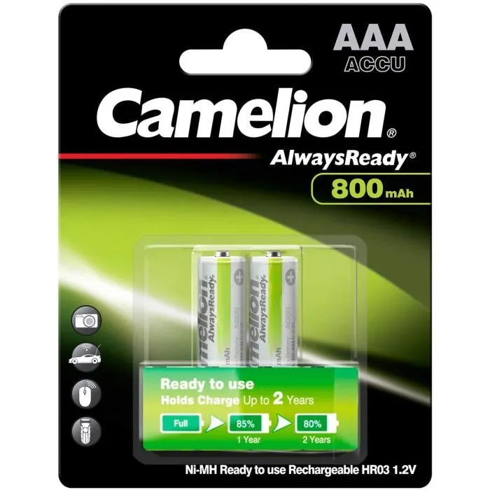 Аккумулятор Camelion AА 800mAh Ni-MH Always Ready HR6 BP2 (NH-AA800ARBP2)
