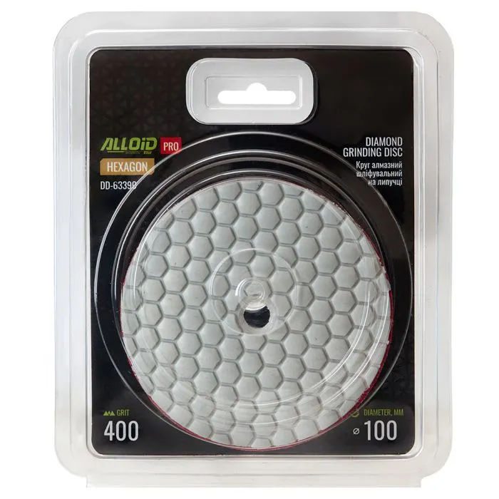 Круг зачистной Alloid Pro, алмазный, шлифовальный, на липучке, HEXAGON, 100мм, зерно 400 (DD-63390) изображение 4