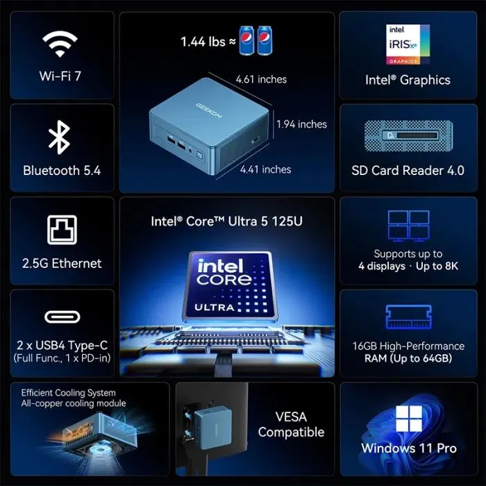 Комп'ютер Geekom IT12 MAX / Ultra5 125U, 16, 500, WIN11 Pro (GMIT12MAXU5125ULP-16500-EU) зображення 2
