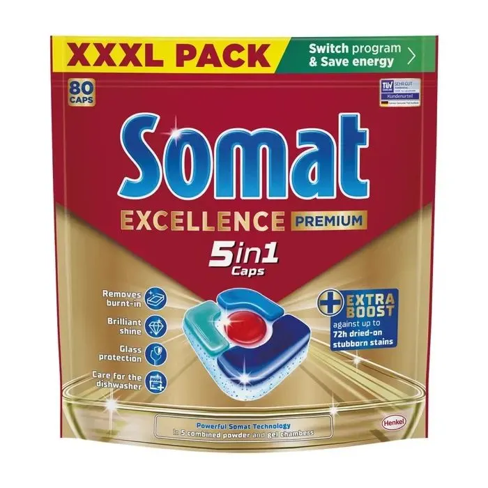 Таблетки для посудомоечных машин Somat Excellence 5-в-1 80 шт. (9000101831658)