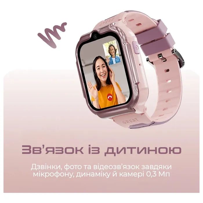 Смарт-годинник HiFuture Kidguard G1 з GPS, 4G та камерою Pink Purple (KidguardG1.Pink-Purple) зображення 2