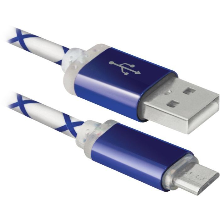 Дата кабель USB08-03LT USB - Micro USB, RedLED backlight, 1m Defender (87556)