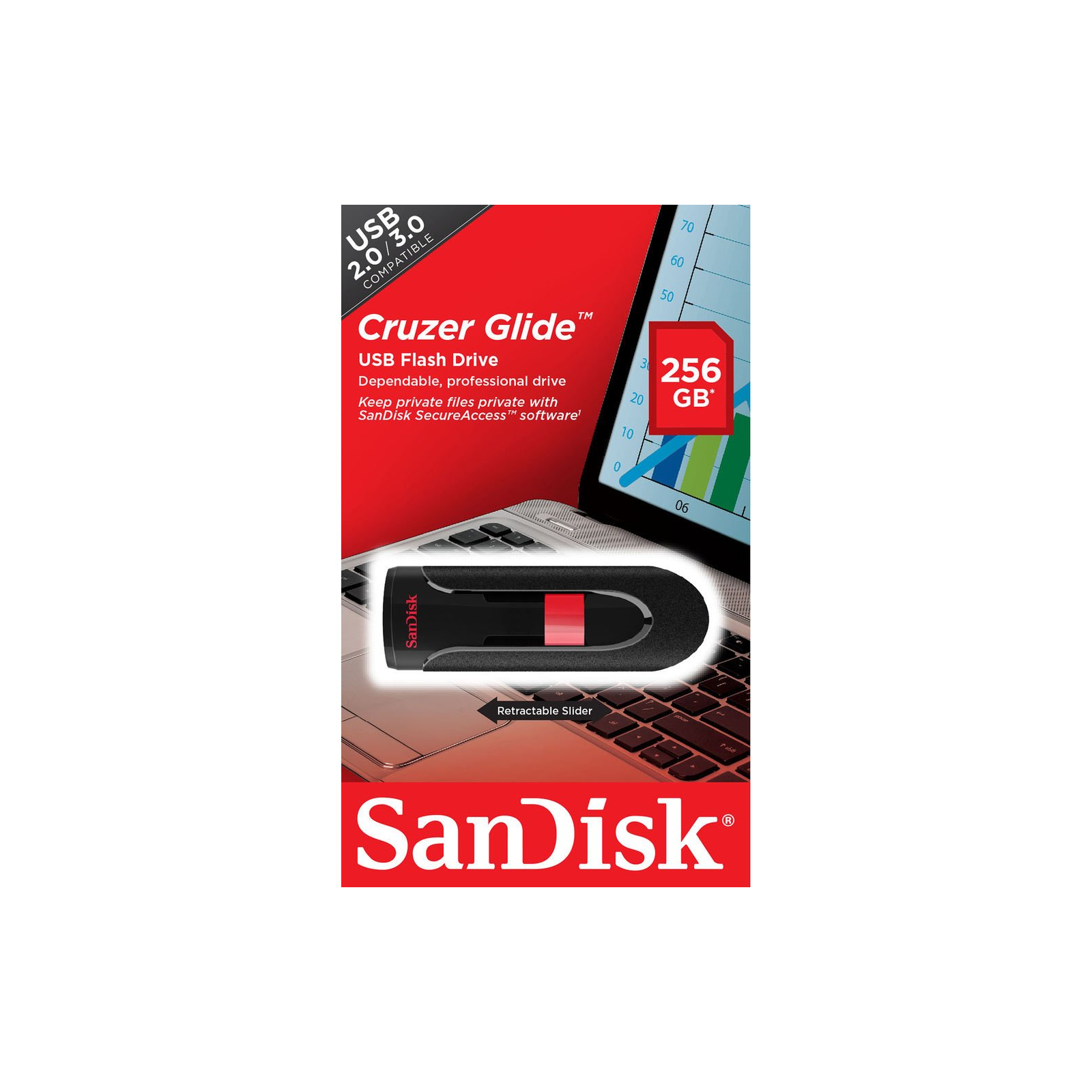 USB флеш накопитель SanDisk 256GB Cruzer Glide USB 3.0 (SDCZ60-256G-B35) изображение 5