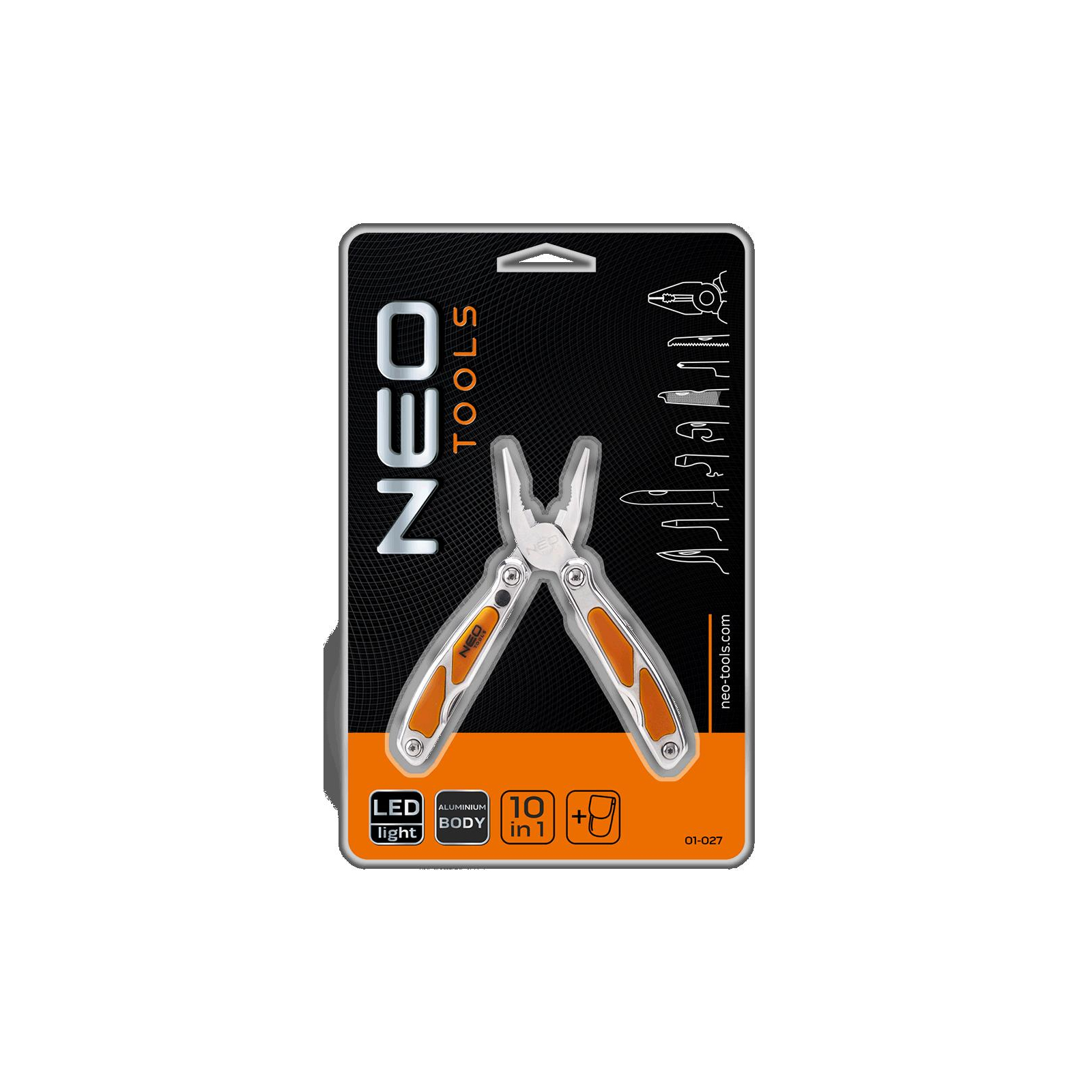 Мультитул Neo Tools mini, 10 елементів, з LED (01-027) зображення 2