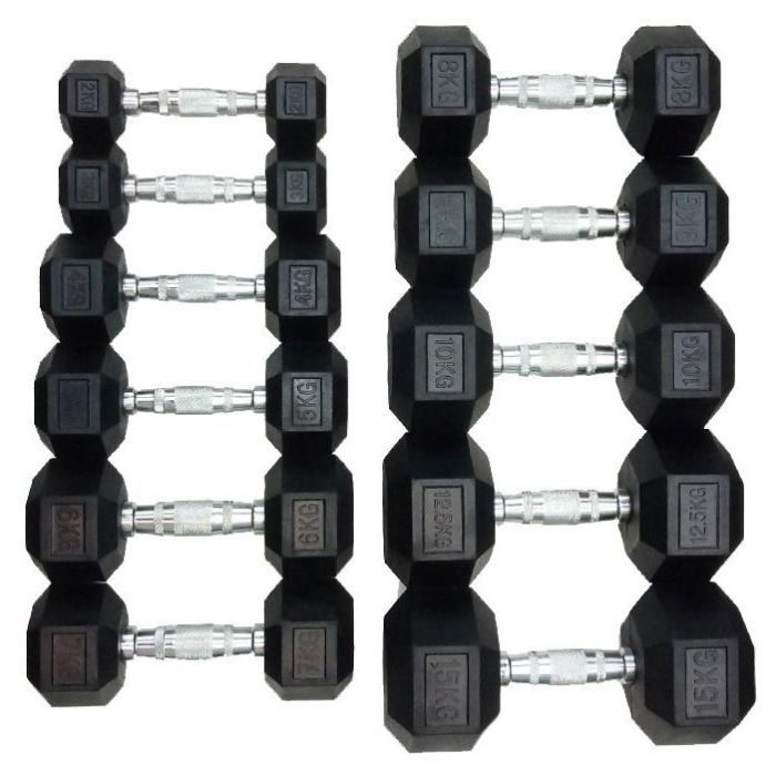 Гантель HouseFit шестигранна обгумована 5 кг (DD 6442-5) изображение 2