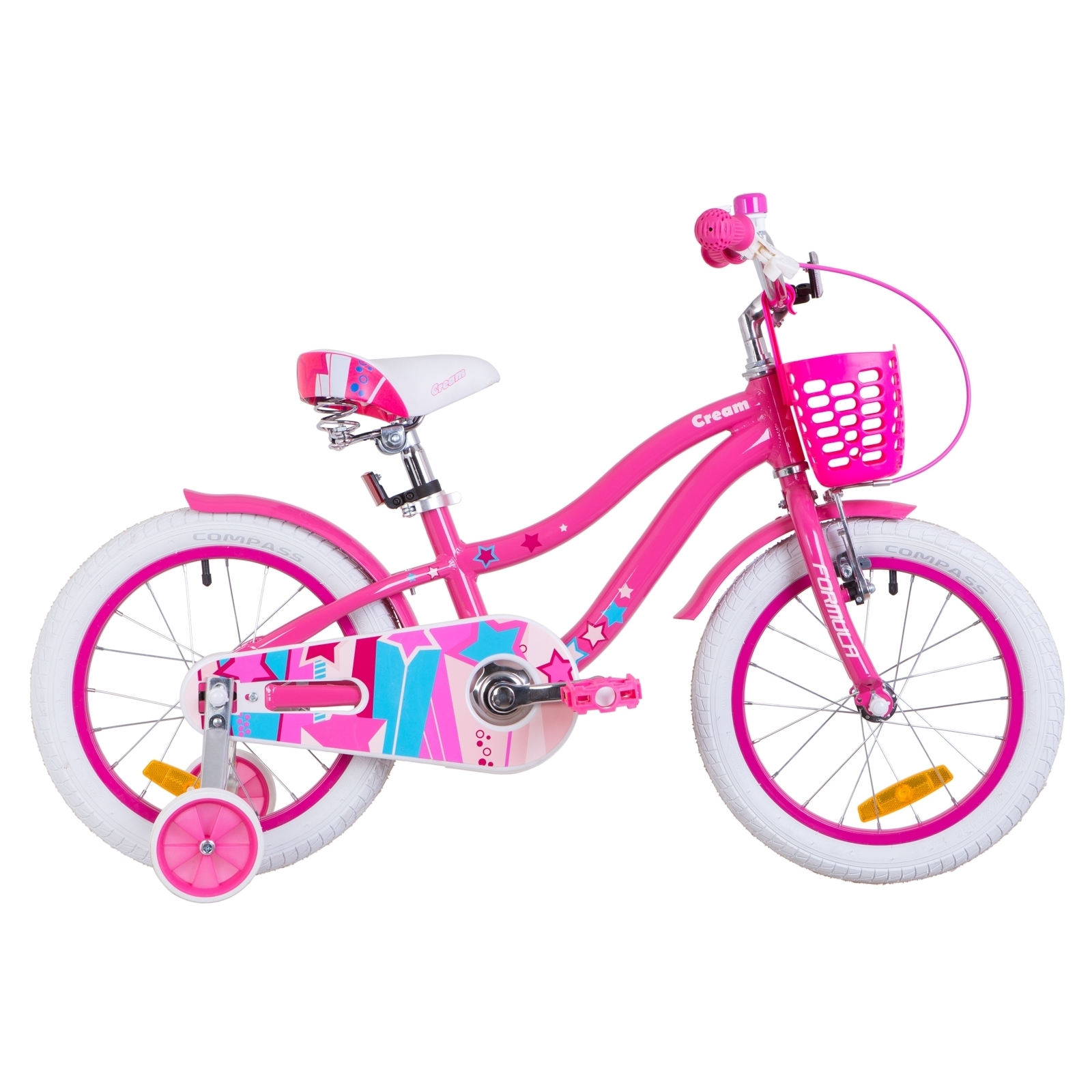 Детский велосипед Formula 16" CREAM рама-9" 2019 розовый с голубым, с корзиной (OPS-FRK-16-088)