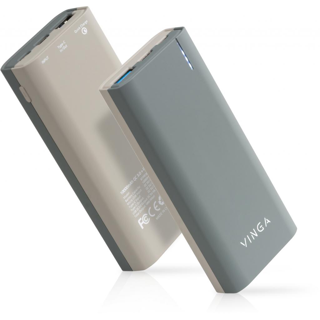 Батарея універсальна Vinga 10000 mAh soft touch dark grey (BTPB3810QCRODG) зображення 8