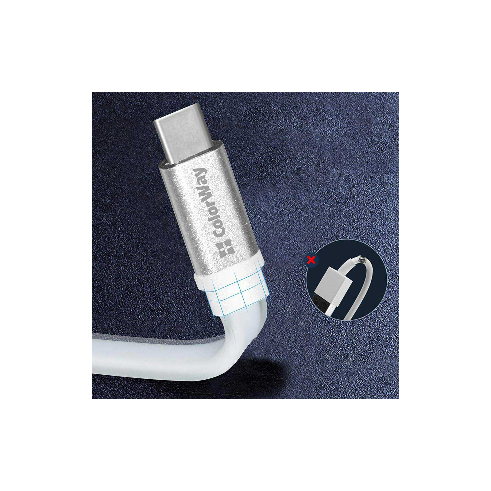 Дата кабель USB 2.0 AM to Type-C 0.25m white ColorWay (CW-CBUC001-WH) зображення 3