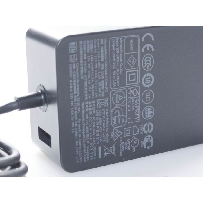 Блок питания для планшета Microsoft 43W 12В, 3.6А, разъем 5-pin special + USB (model 1536 / A40218) изображение 4