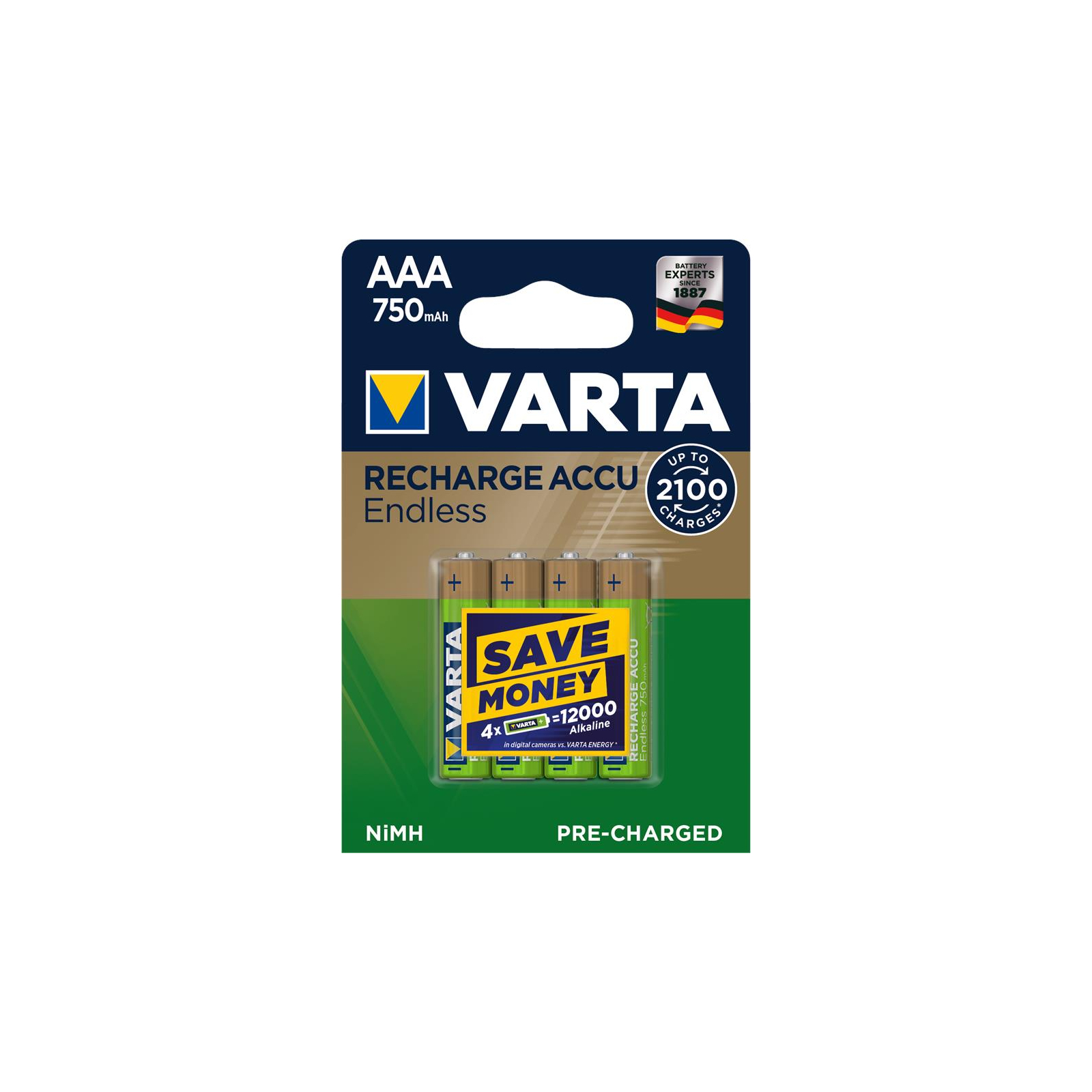 Аккумулятор Varta AAA Rechargeable Accu 750mAh * 4 (56673101404)