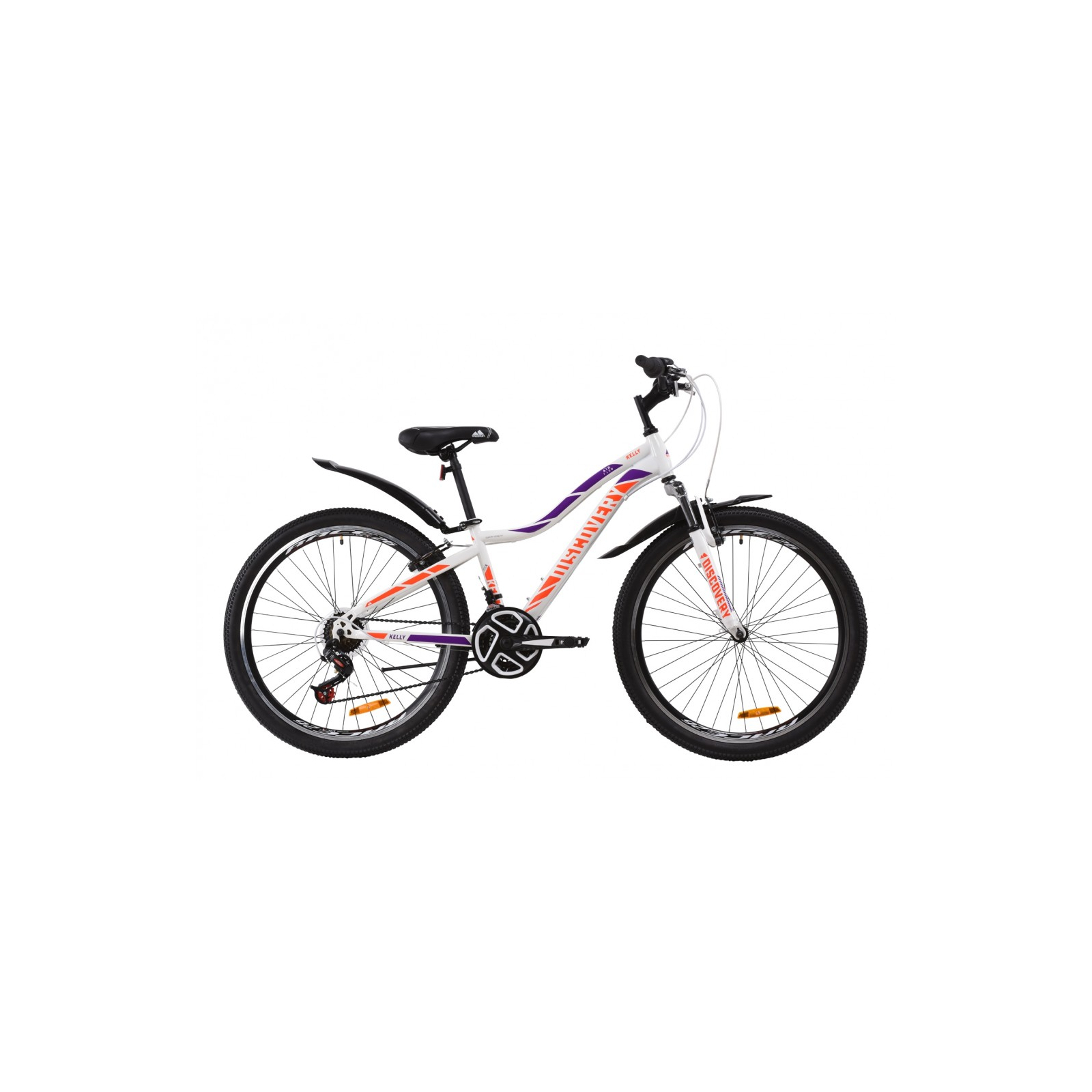 Велосипед Discovery 26" KELLY AM Vbr рама-13,5" St 2020 бело-фиолетовый с оранже (OPS-DIS-26-247)
