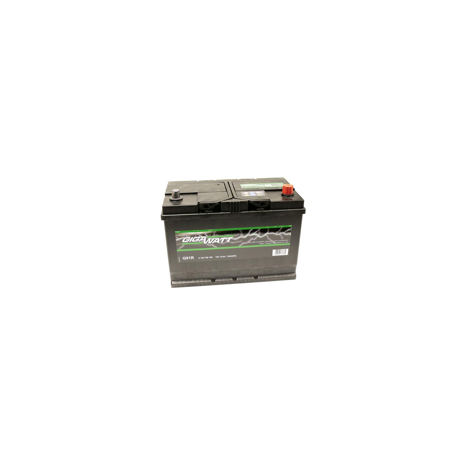 Аккумулятор автомобильный GigaWatt 91А (0185759100) изображение 3
