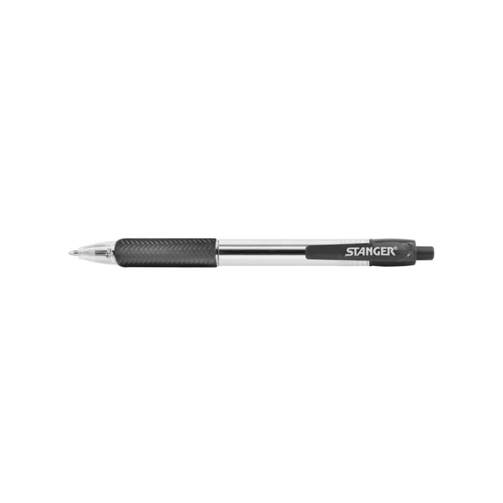 Ручка кулькова Stanger автоматична 1,0 мм, з грипом, чорна (18000300039)