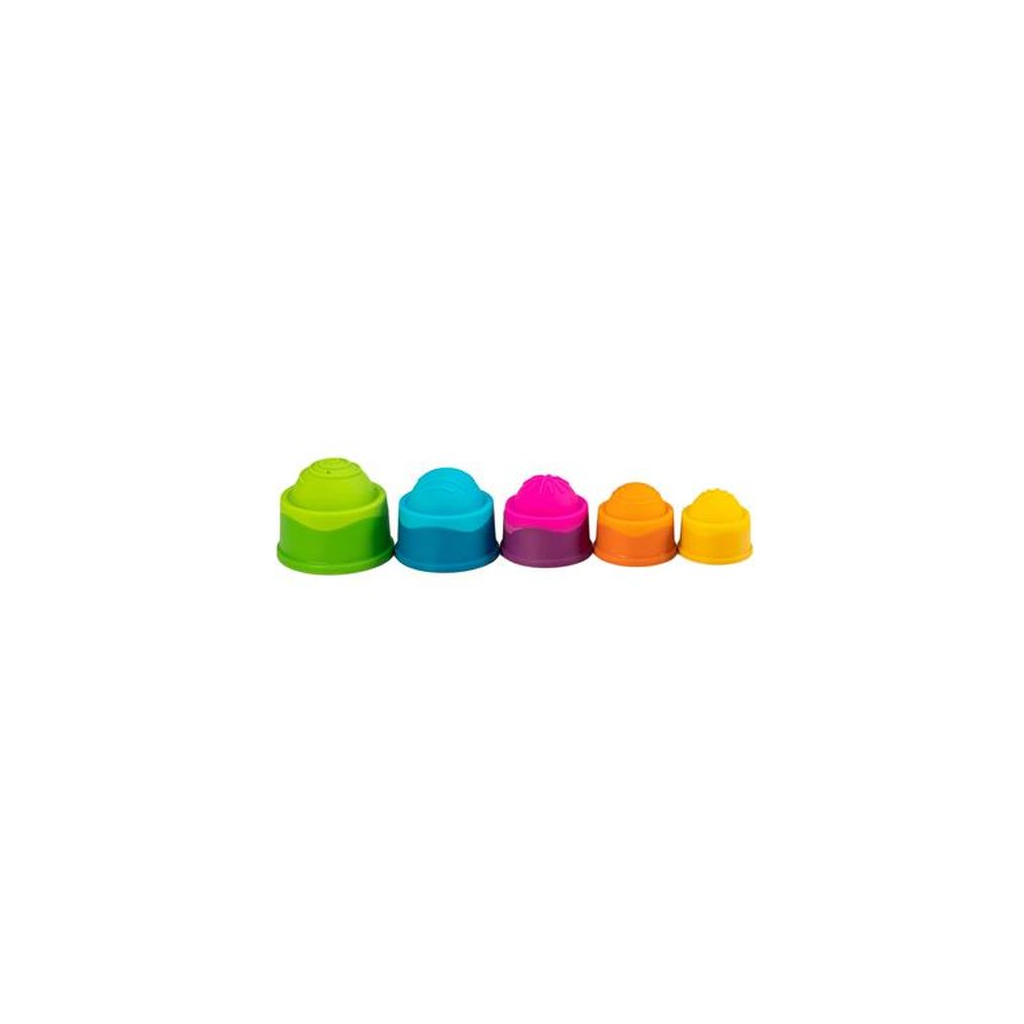 Розвиваюча іграшка Fat Brain Toys Пірамідка тактильна Чашки dimpl stack (F293ML) зображення 3