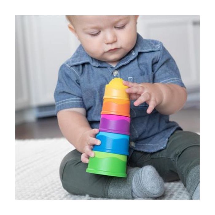 Розвиваюча іграшка Fat Brain Toys Пірамідка тактильна Чашки dimpl stack (F293ML) зображення 5
