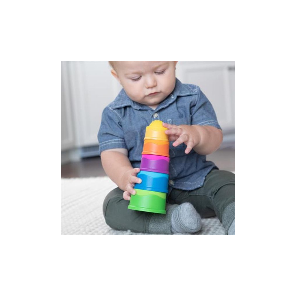 Развивающая игрушка Fat Brain Toys Пирамидка тактильная Чашки dimpl stack (F293ML) изображение 5