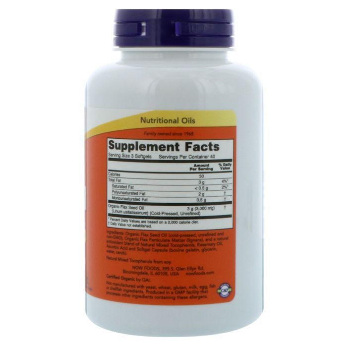 Травы Now Foods Органическое Льняное Масло 1000мг, 250 желатиновых капсу (NOW-01772) изображение 2