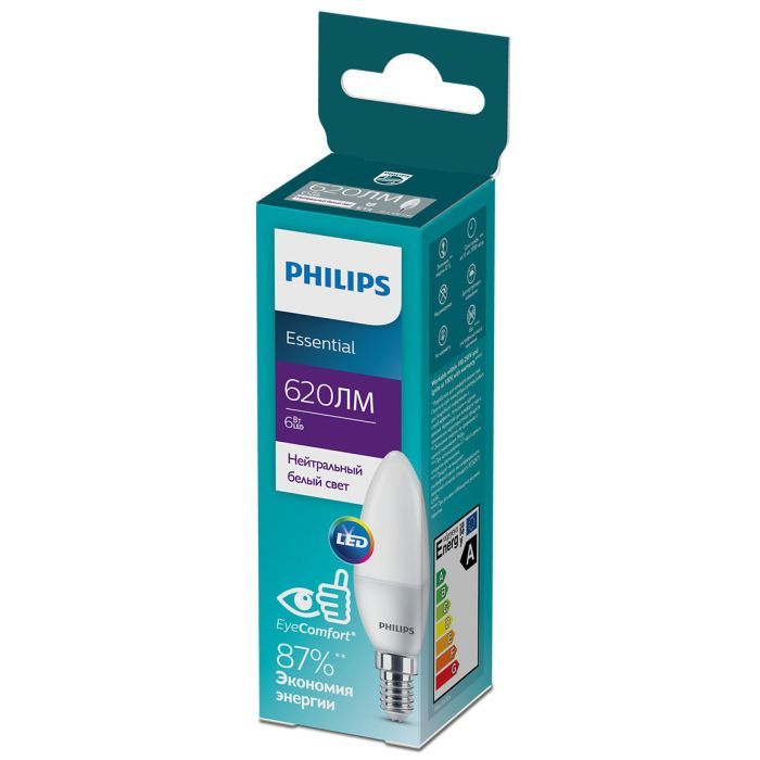 Лампочка Philips ESSLEDCandle 6W 620lm E14 840 B35NDFRRCA (929002971107) изображение 2