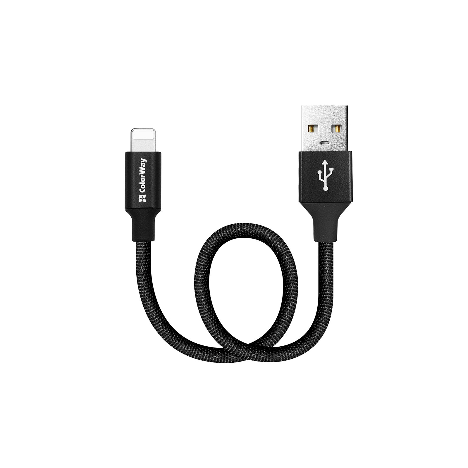 Дата кабель USB 2.0 AM to Lightning 0.25m black ColorWay (CW-CBUL048-BK)