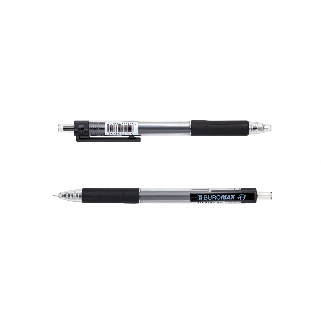Ручка гелева Buromax автоматична TARGET, 0,5 мм, гум.грип, чорні чорнила (BM.8332-02)