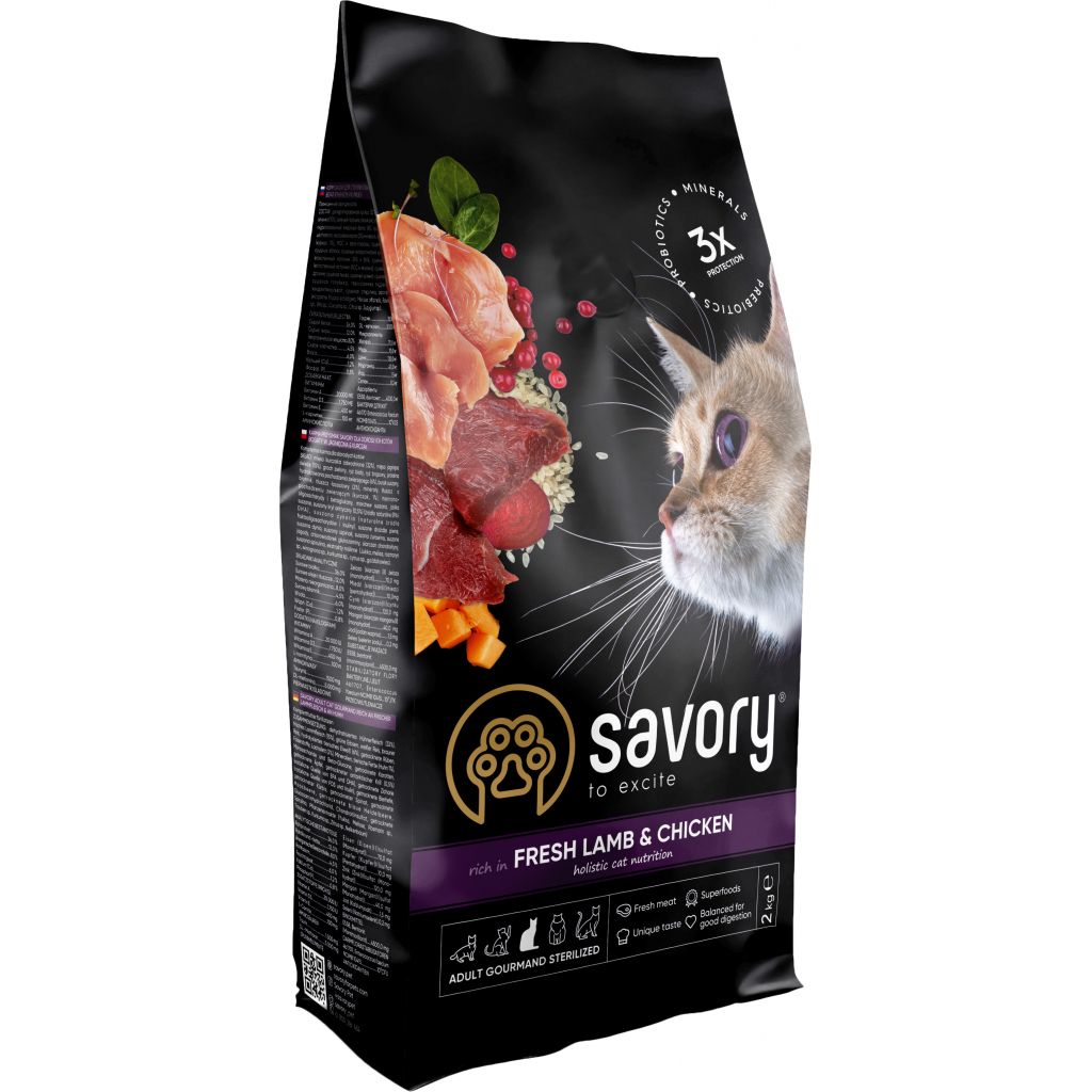 Сухий корм для кішок Savory Adult Cat Steril Fresh Lamb and Chicken 8 кг (4820232630129)
