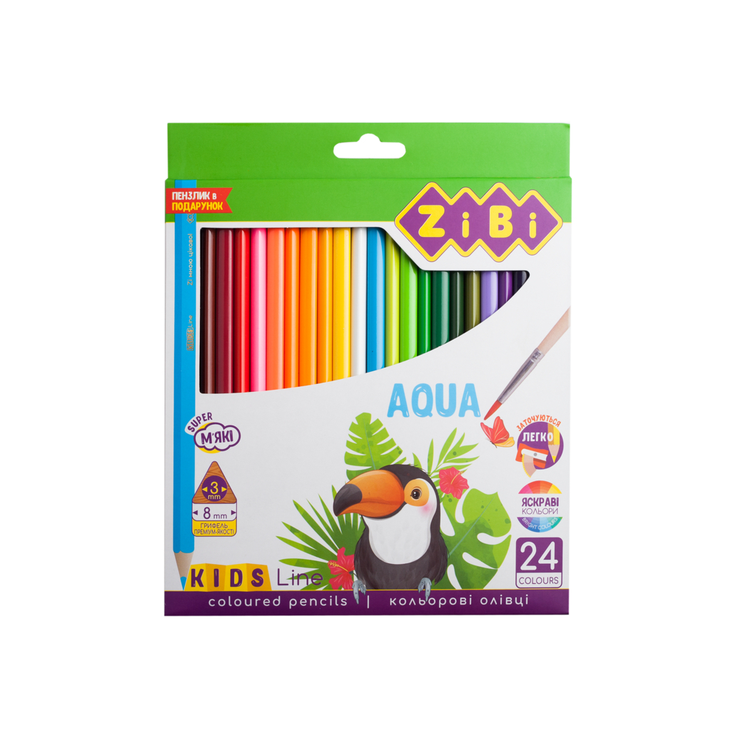 Карандаши цветные ZiBi Kids line AQUA акварельные 24 шт (ZB.2476)