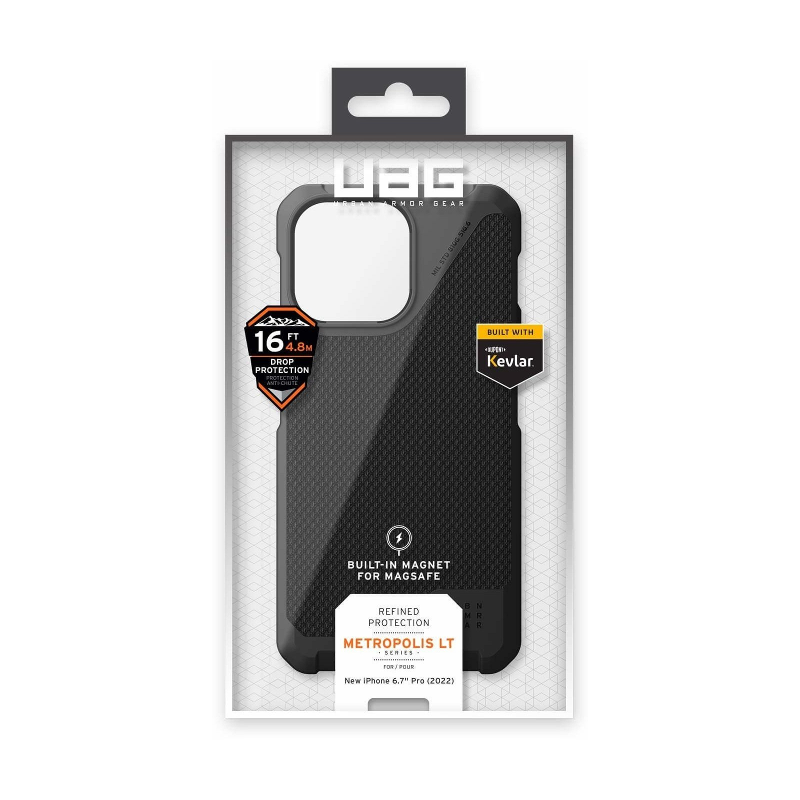 Чехол для мобильного телефона UAG Apple iPhone 14 Pro Max Metropolis LT Magsafe, Kevlar Black (114051113940) изображение 9