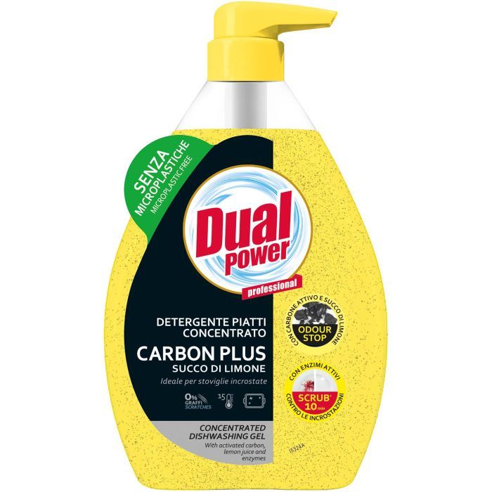 Средство для ручного мытья посуды Dual Power Carbon Plus Lemon концентрированное 600 мл (8054633838518)