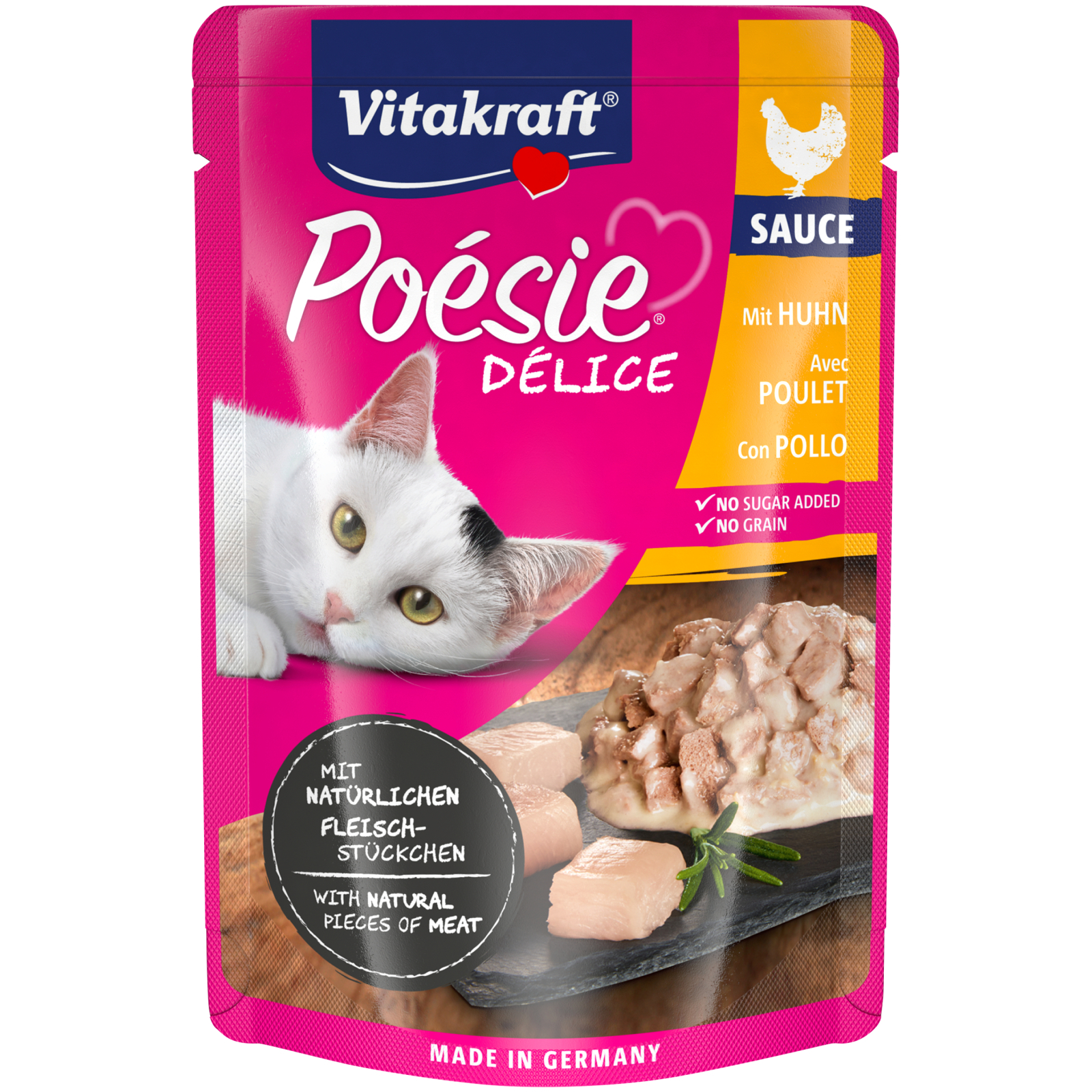 Влажный корм для кошек Vitakraft Poésie Délice pouch курица в соусе 85 г (4008239352842)
